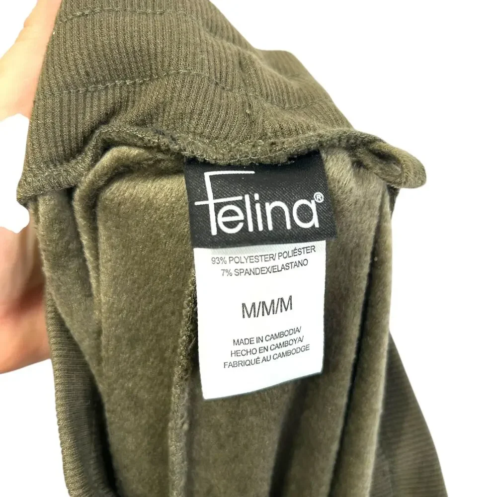 Felina Luxe Velour Zip Hoodie and Jogger Set NWT Womens Sz M Deep Olive Casual